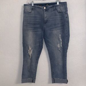 Zoe Phoebe High Rise Crop Distressed Women’s Denim Jeans Size 14